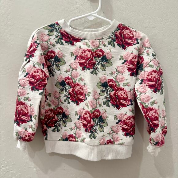 Janie and Jack Floral Puff Sleeve French Terry Sweatshirt - Picture 1 of 8
